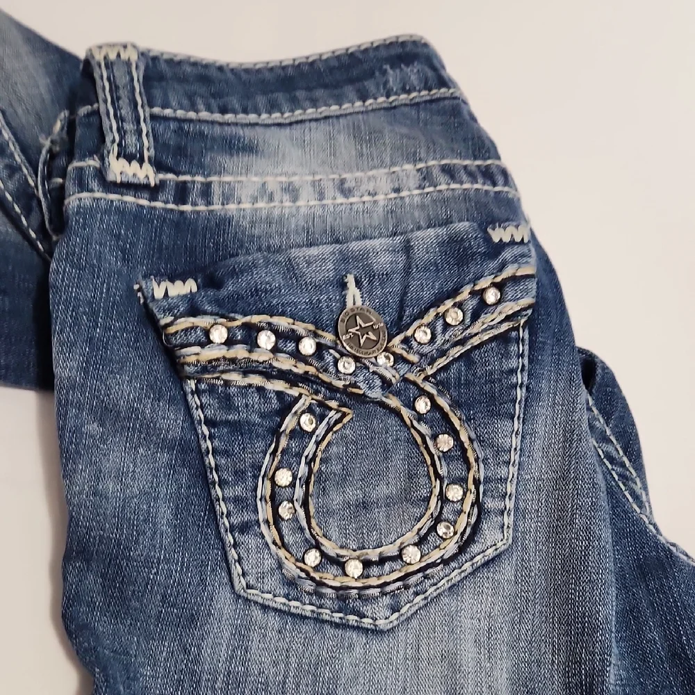 Big Star Women's Blue Boot Cut Jeans with Embellished Pockets - Picture 6 of 8